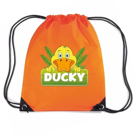 Ducky het eendje trekkoord rugzak / gymtas oranje voor kinderen