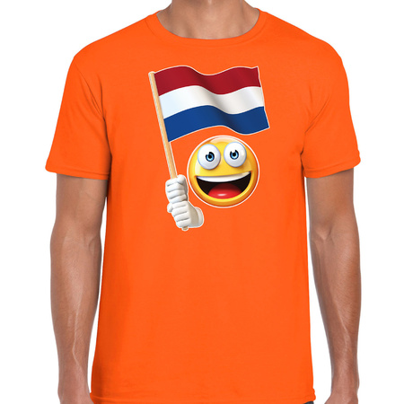 Emoticon with dutch flag t-shirt orange for men