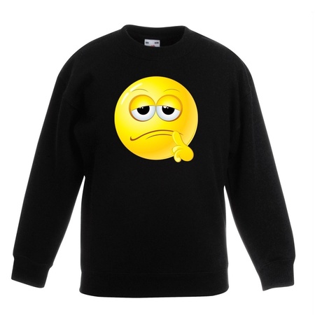 Emoticon bedenkelijk sweater zwart kinderen