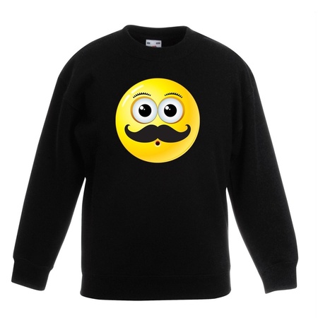 Emoticon snor sweater zwart kinderen