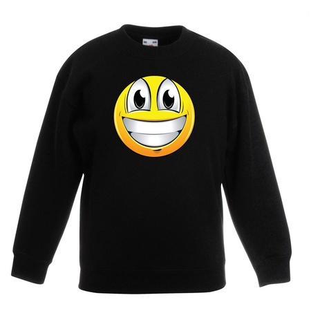 Emoticon super vrolijk sweater zwart kinderen