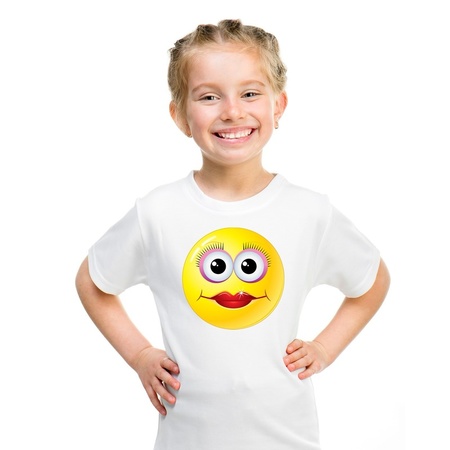 Emoticon diva t-shirt wit kinderen