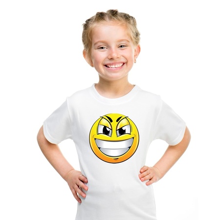 Emoticon ondeugend t-shirt wit kinderen