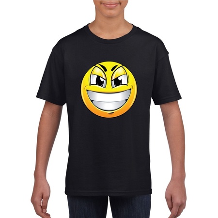 Emoticon ondeugend t-shirt zwart kinderen