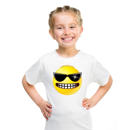 Emoticon stoer t-shirt wit kinderen