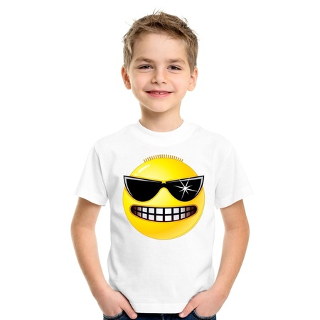 Emoticon t-shirt cool white children