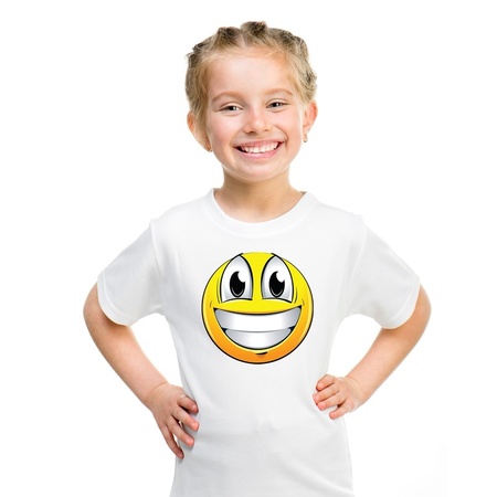 Emoticon super vrolijk t-shirt wit kinderen
