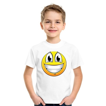 Emoticon super vrolijk t-shirt wit kinderen