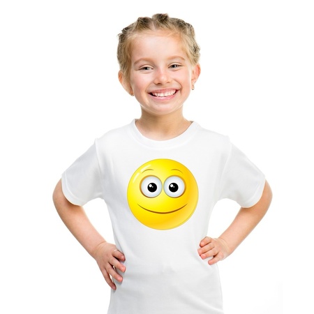 Emoticon vrolijk t-shirt wit kinderen