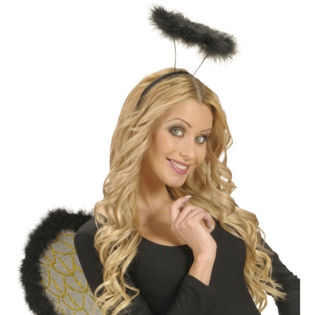 Zwarte engelen halo diadeem halloween verkleed accessoire