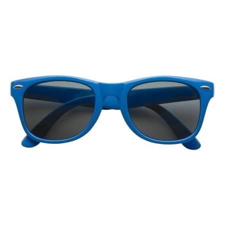 Feest blauwe kunststof zonnebril/zonnenbril voor dames/heren