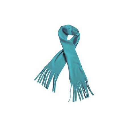 Fleece scarf with fringes aqua blue