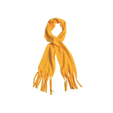 Fleece scarf with fringes gold yellow