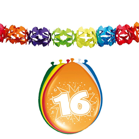 Folat Party 16e jaar verjaardag feestversiering set - Ballonnen en slingers