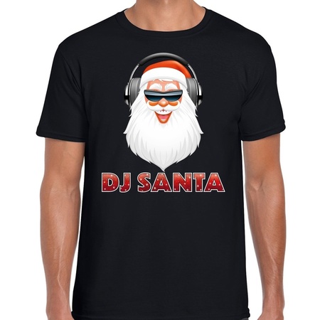 Fout kerstborrel shirt /  kerstshirt DJ Santa zwart heren
