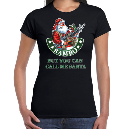 Fout Kerst t-shirt / Kerstkleding Rambo but you can call me Santa voor dames