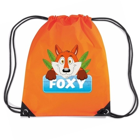 Foxy de Vos trekkoord rugzak / gymtas oranje voor kinderen