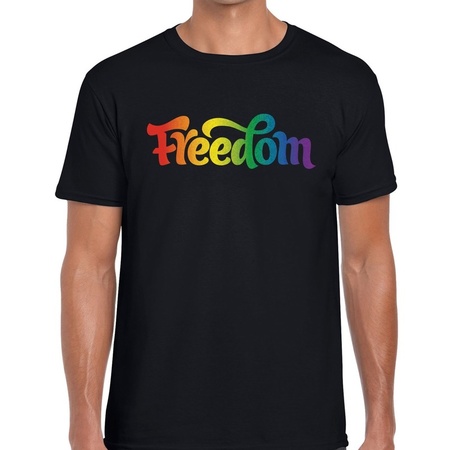 Gay pride Freedom shirt zwart heren