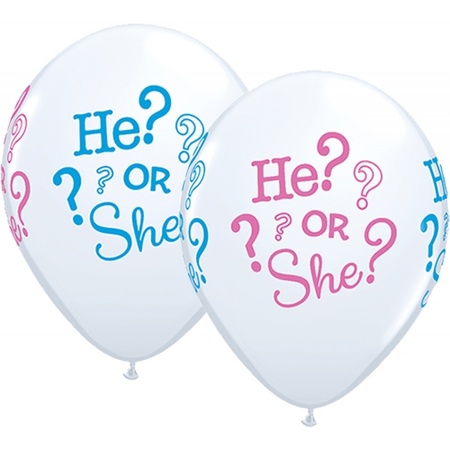 Geboorte ballonnen He or She 25 stuks
