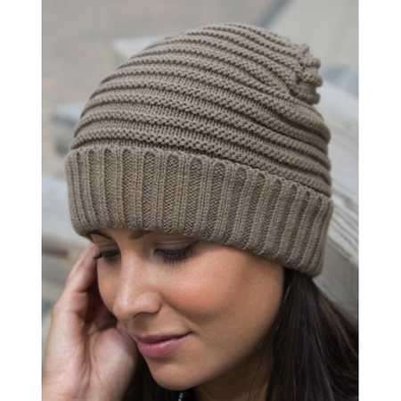 Knitted winter hat for adults kaky