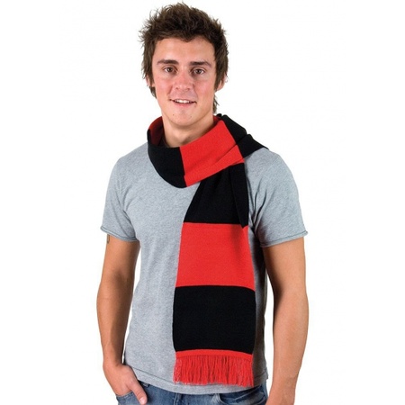 Striped scarf red and black