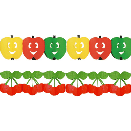 Gezond Fruit thema versiering thema slingers appel/kers 3 meter per stuk