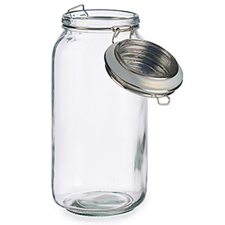 Glass deluxe kitchen storage jar with silver lid 2100 ml