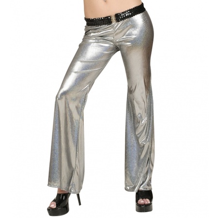 Zilveren glitter broeken dames