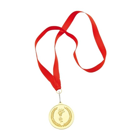Gouden kampioens medaille aan rood lint