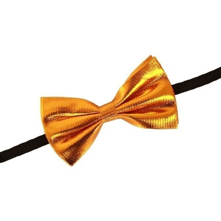 Gouden verkleed vlinderstrik/vlinderdas 14 cm voor dames/heren