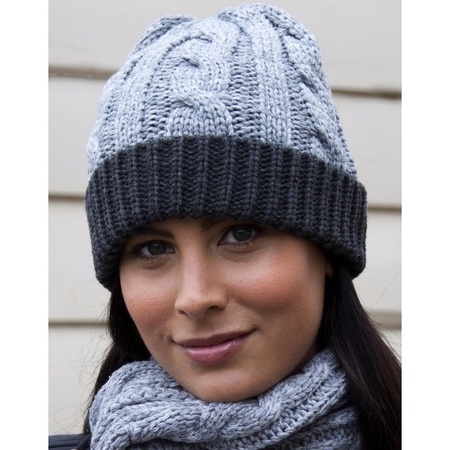 Grey knitted hat for women