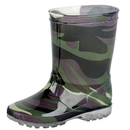 Green toddler/kids rainboots with army print