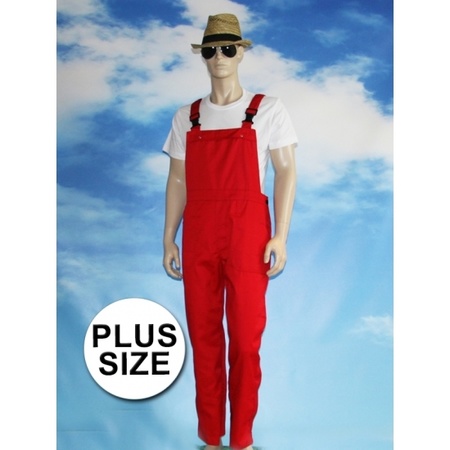 Big size red dungarees for adults