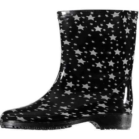 Korte regenlaarzen zwart met grijze sterren print voor dames