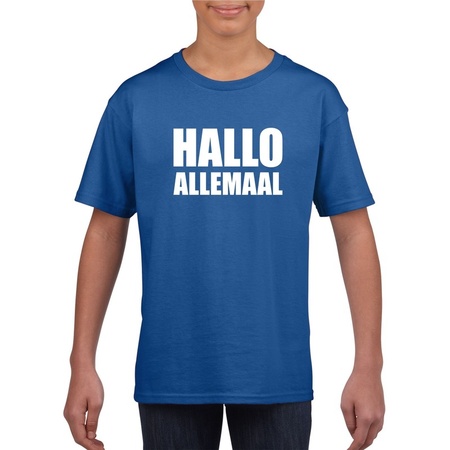 Hallo allemaal fun t-shirt blauw voor kinderen