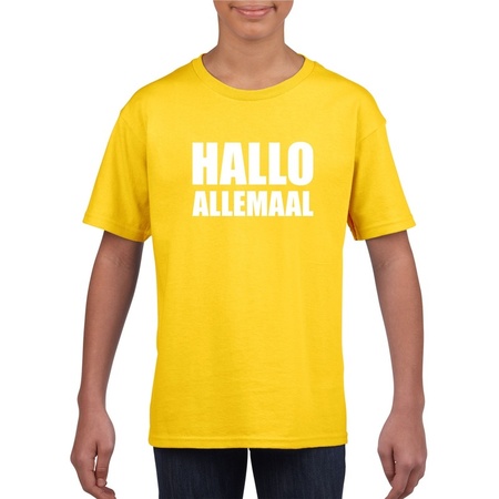 Hallo allemaal fun t-shirt geel voor kinderen