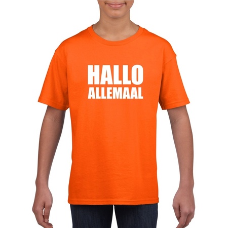 Hallo allemaal fun t-shirt oranje voor kinderen