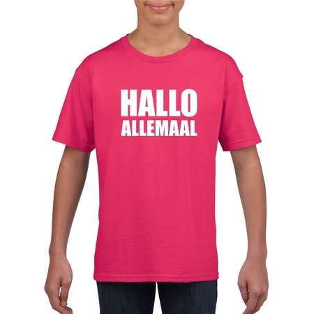 Hallo allemaal fun t-shirt roze voor kinderen