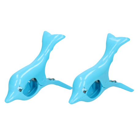 Towel clip/towel pegs - dolphin - 2x - plastic