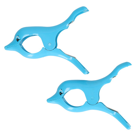 Towel clip/towel pegs - dolphin - 2x - plastic