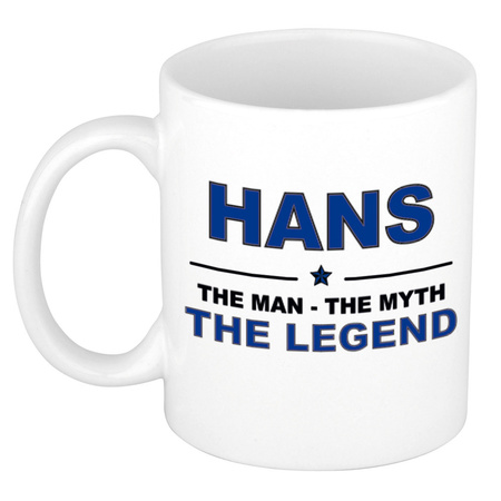 Naam cadeau mok/ beker Hans The man, The myth the legend 300 ml