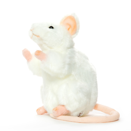 Witte pluche knuffel muis 16 cm