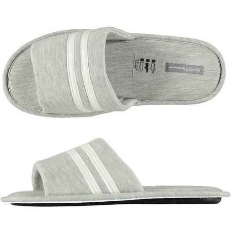 Gents slippers with grey/white stripes