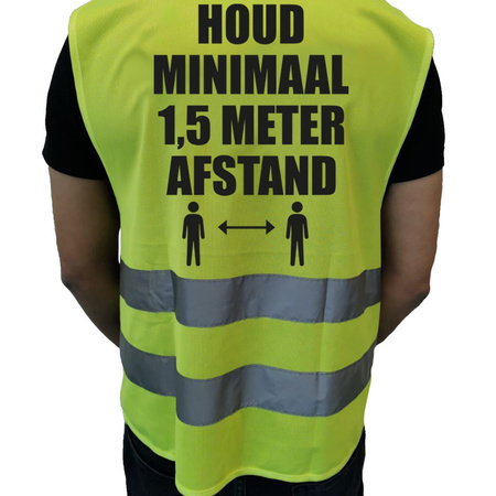 Gele veiligheidsvest 1,5 meter afstand pictogram werkkleding voor volwassenen