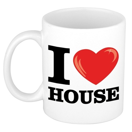 Cadeau I Love House muziek koffiemok / beker 300 ml