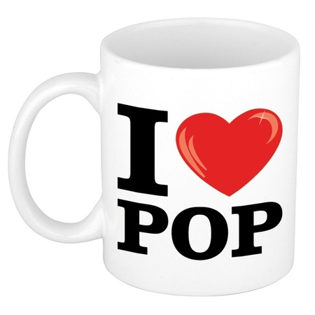 Cadeau I Love Pop muziek koffiemok / beker 300 ml