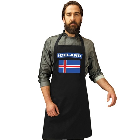 IJslandse vlag keukenschort/ barbecueschort zwart heren en dames