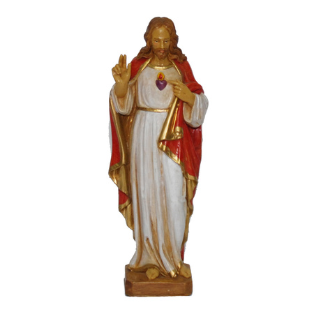 Euromarchi Jezus beeldje - 25 cm - polystone - heilig hart