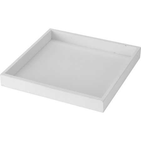 Houten kaarsenonderbord/plateau wit met LED kaarsen set 3 stuks zilver