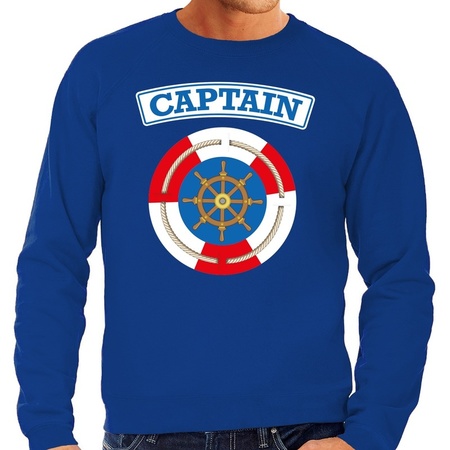 Kapitein/captain carnaval verkleed trui blauw voor heren